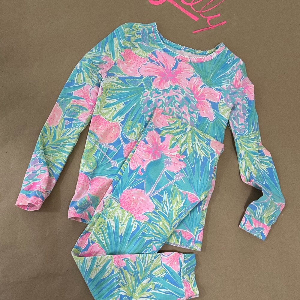 Lilly Pulitzer Tropical Blue and Pink PJ  Set